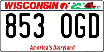 WI license plate 853OGD