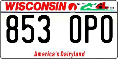 WI license plate 853OPO