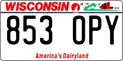 WI license plate 853OPY