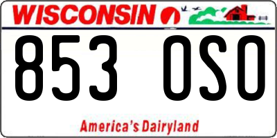 WI license plate 853OSO