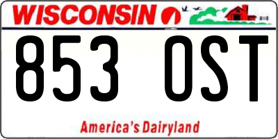 WI license plate 853OST
