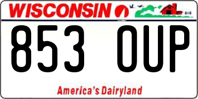 WI license plate 853OUP