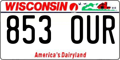 WI license plate 853OUR