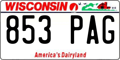WI license plate 853PAG