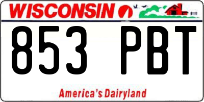 WI license plate 853PBT