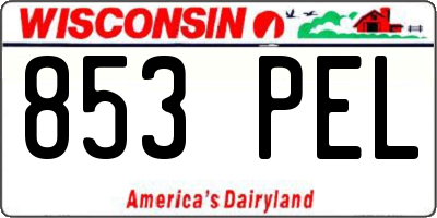 WI license plate 853PEL