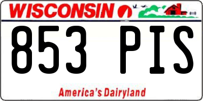 WI license plate 853PIS