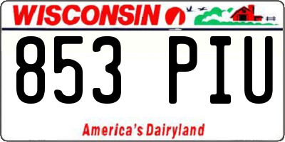 WI license plate 853PIU