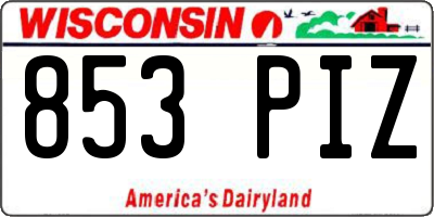 WI license plate 853PIZ