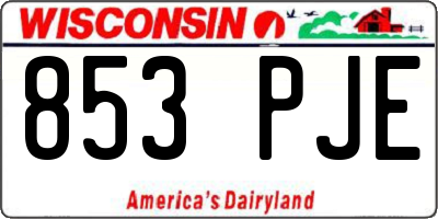WI license plate 853PJE