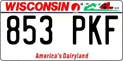 WI license plate 853PKF