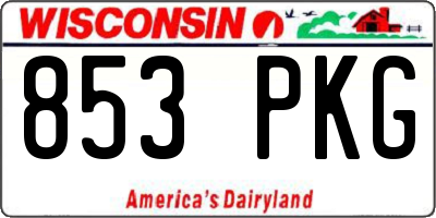 WI license plate 853PKG