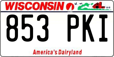 WI license plate 853PKI