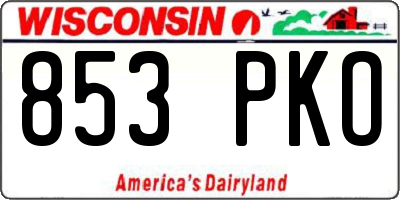 WI license plate 853PKO