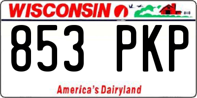 WI license plate 853PKP