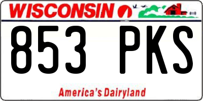 WI license plate 853PKS