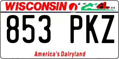 WI license plate 853PKZ
