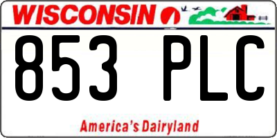 WI license plate 853PLC
