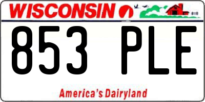 WI license plate 853PLE