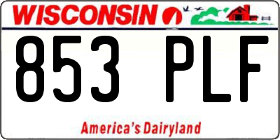 WI license plate 853PLF