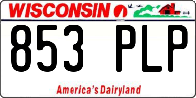 WI license plate 853PLP