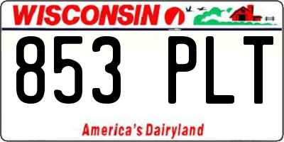 WI license plate 853PLT
