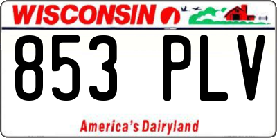 WI license plate 853PLV