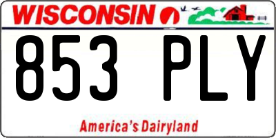 WI license plate 853PLY
