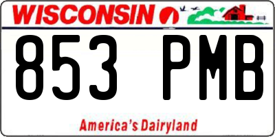 WI license plate 853PMB
