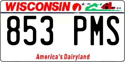 WI license plate 853PMS