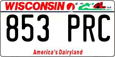 WI license plate 853PRC