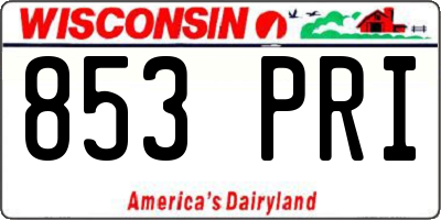 WI license plate 853PRI