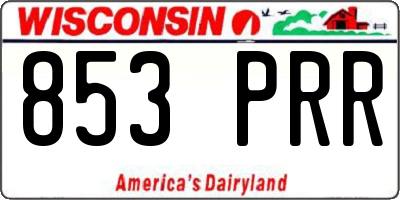WI license plate 853PRR