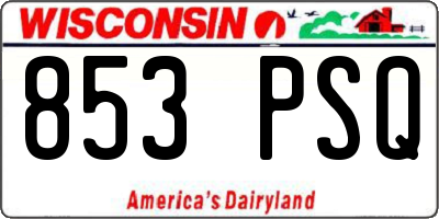 WI license plate 853PSQ