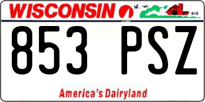 WI license plate 853PSZ
