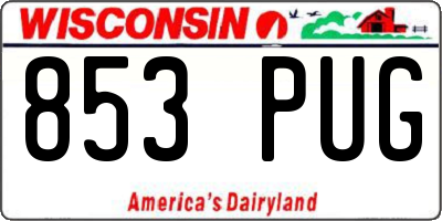WI license plate 853PUG