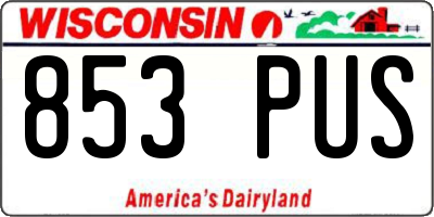 WI license plate 853PUS