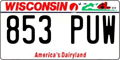 WI license plate 853PUW
