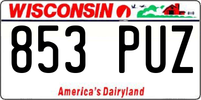 WI license plate 853PUZ