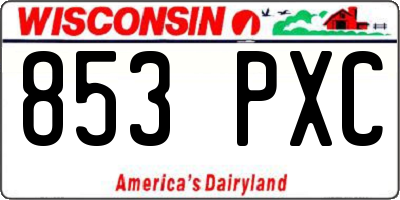 WI license plate 853PXC