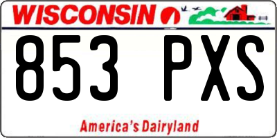 WI license plate 853PXS