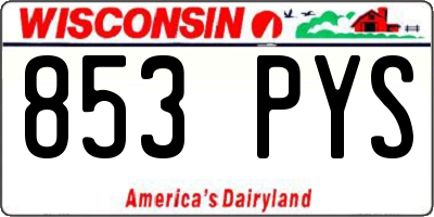 WI license plate 853PYS