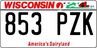 WI license plate 853PZK