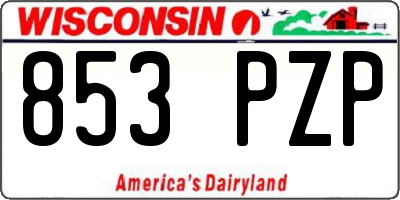 WI license plate 853PZP