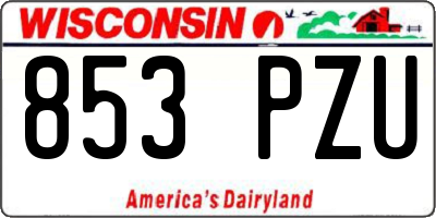 WI license plate 853PZU