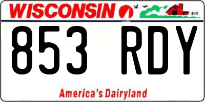 WI license plate 853RDY