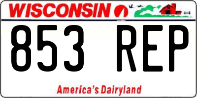 WI license plate 853REP