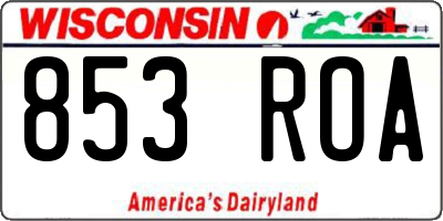 WI license plate 853ROA