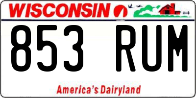 WI license plate 853RUM