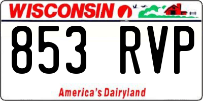 WI license plate 853RVP